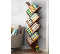VUIKLCty Bookcase book shelf Tree-shaped Bookshelf, Large-capacity Bookcase Storage Display Cabinet, T-shaped Shelf for Home Bedroom Office(8 layers teak color straight section)