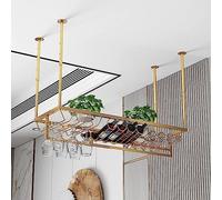 VUIKLCty Ceiling Storage Rack Wine Rack, Adjustable Metal Ceiling Wine Rack, Large Capacity Wine Bottle Rack - Easy To Install (size: 100 * 35Cm)(80 * 35cm)