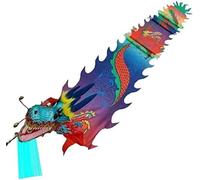 VUIKLCty Colourful Dragon Silk Ribbon, 3D Dragon Poi, Suitable For Outdoor Spring Festival Dragon Dance Ribbon Streamer(10m/33ft)