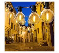 VUIKLCty Festoon Outdoor String Lights Mains Powered 50FT G40 25+2 LED Replacement Bulbs, Garden Lights with Indoor & Outdoor Lights for Wedding Backyard Patio Cafe Garden Party Decoration