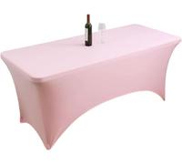 VUIKLCty Fitted Rectangular Stretch Tablecloth, Machine Washable, Ideal For Parties, Banquets And All Kinds Of Events(Pink,5FT 152x76cm)