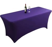 VUIKLCty Fitted Rectangular Stretch Tablecloth, Machine Washable, Ideal For Parties, Banquets And All Kinds Of Events(Deep Purple,8FT 244x76cm)