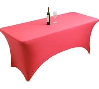 VUIKLCty Fitted Rectangular Stretch Tablecloth, Machine Washable, Ideal For Parties, Banquets And All Kinds Of Events(Rose Red,8FT 244x76cm)