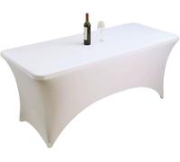 VUIKLCty Fitted Rectangular Stretch Tablecloth, Machine Washable, Ideal For Parties, Banquets And All Kinds Of Events(White,8FT 244x76cm)