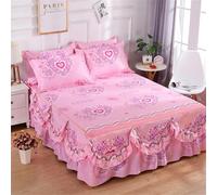 VUIKLCty Frilled Bed Sheet Deep Skirt Soft Bedding Lightweight Easy Care Machine Washable Fit Over Mattress & Down to the Floor(Romantic,180x220cm)