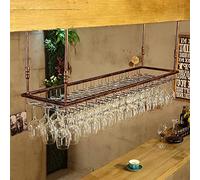 VUIKLCty Hanging Wine Glass Holder, Ceiling Wine Holder With Adjustable Height, Decorative Storage Rack, Bar Iron Display Rack (black 90 * 35Cm)(Bronze,90 * 35cm)