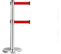 VUIKLCty Heavy Duty Crowd Control Stanchion Post Double-layer Isolation Belt Telescopic Belt Queuing Fence Railing Stainless Steel Guard Railing Warning(3m)