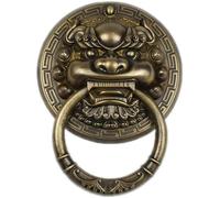 VUIKLCty Iron Door Knocker Front Door Door Knock Antique Copper Animal Head Door Handle Classical Heavy Duty Door Ring Knocker Surface-mounted installation(B,Dia 16cm)
