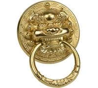 VUIKLCty Iron Door Knocker Front Door Door Knock Antique Copper Animal Head Door Handle Classical Heavy Duty Door Ring Knocker Surface-mounted installation(A,Dia 10cm)