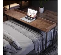VUIKLCty Natural solid wood Overbed Table with Wheels Bedroom hospital sanatorium mobile workstation