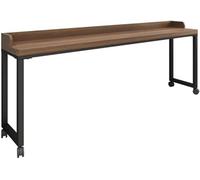 VUIKLCty Overbed Table with Wheels Solid Wood Mobile Laptop Cart Computer Desk