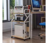 VUIKLCty Portable Printer Rack, Solid Wood Computer Host Rack With Movable Pulley Storage Rack, For Office Use