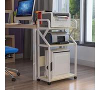 VUIKLCty Printer Rack, Solid Wood Computer Host Rack, Floor Mounted Chassis Placement Rack, Miscellaneous Storage Rack With Wheels