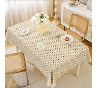 VUIKLCty PVC Table Cloth Rectangle Plastic Desktop Cover 3D Print Kitchen Counter Decorations for Outdoor Garden Party(Coffee Grey Dots,100x160cm)
