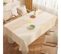 VUIKLCty PVC Table Cloth Rectangle Plastic Desktop Cover Solid Colour Kitchen Counter Decorations for Outdoor Garden Party(Light Beige,60x90 cm)