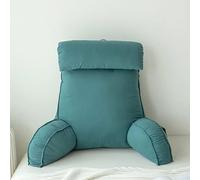 VUIKLCty Reading Pillow With Armrests, Backrest Pillow, Support Cushion, Lumbar And Back Support TV Relaxation Pillow With Removable Neck Roll For Mattresses And Sofas(Emerald Green)