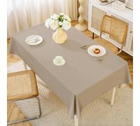 VUIKLCty Rectangular Plastic Table Cover Solid-colour Kitchen Worktop Decoration, Ideal For Outdoor Garden Parties(Beige Grey,140x200cm)