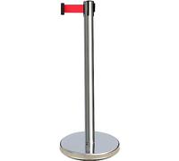 VUIKLCty Retractable Belt Barrier, Stanchions,Heavy Duty Crowd Control Stanchion Post Isolation Belt Telescopic Belt Queuing Fence Railing Stainless Steel Bank Guardrail Warning Post (Silver 5m)(2m)