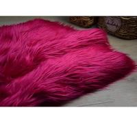 VUIKLCty Smooth Faux Fox Fur Plush Fabric For DIY Handicrafts, Costumes, Wedding Decorative Cushions, Sofa Props, Backdrops, Fashion Carpets, Cosplay Coats 170x50cm(Rose Red)