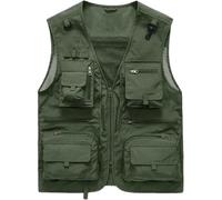 VUIKLCty Summer Work Vest Multi-Bag Mesh Sleeveless Jacket Outdoor Mountaineering Sports Hunting Fishing Tactical Vest(Army Green,XXL)