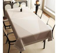 VUIKLCty Wipeable Tablecloth Waterproof PVC Tablecloth Rectangular Plastic Table Cover Solid-Color Kitchen Countertop Cover(Khaki,140x220 cm)
