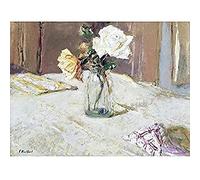 Vuillard Roses Glass Vase Flowers Still Life Painting Art Print Canvas Premium Wall Decor Poster Mural