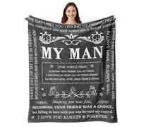 Vuinezo Anniversary Throw Gifts for Him, Boyfriend Husband, Husband Blanket 50''X60'', Christmas/Valentine's Day Birthday Gift Ideas, I Love You Him