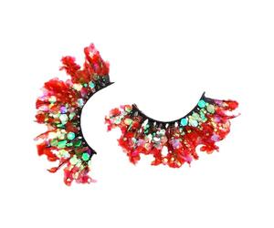VUIUYOIES 2piece Reusable And Washable Dramatic Christmas Eyelashes Professional Easy Application Plastic Eyelashes With Glitter, Q-40