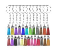 VUIUYOIES 50 Pieces Keyrings with Chains and 50 Pieces Leather Tassel Pendants Provide Comprehensive Set for Crafting Keychains 150Pcs Key Chain Keyring Bracelet Pendants Charms