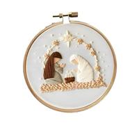 VUIUYOIES Beginners Embroidery Hoop Christmas Xmas Kit Crossstitching Set with Pattern Enjoying DIY Embroidery Process Ornaments for Starter Xmas Decoration, Nativity, 20 cm