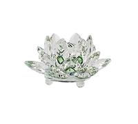 VUIUYOIES Crystal Glass Lotus Flower Natural Stones Minerals Feng Shui Sphere Crystals Flowers Decorative Collection Figurines for Home, Green