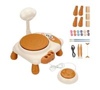VUIUYOIES DIY Ceramic Pottery Machine Beginners Kids Excellent Electric Pottery Wheel Turntable Wheels 1x Cutting Tool And Apron. Foot Pedal Switch Children Electric Wheel Kids Craft Toys