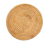 VUIUYOIES Unique Handmade Natural Rattan Coaster For Drink Round Rattan Placemat Offered In Beautiful Coaster Is Handwoven By Skilled Artisans Teapot Mat Heat Resistant Plate Holder Plate Pad