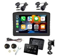 VUIUYOIES Wireless Car Play 25 Portable Motorcycle Dual Camera Dash Cam HD Recording And Double Bluetooth Feature With Digital Dashboard Anti Theft Removable Screen