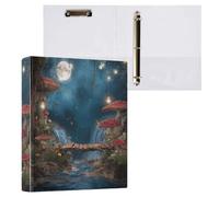 Vuiyean Whimsical Red Mushroom Forest Binder 3 Ring 1.5 Inch Binder with Clipboard&Pockets, Hardcover Binders Heavy Duty Large File Folder for Office School Supplies - Holds 200 Sheets