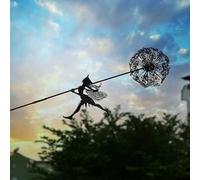 VUKHWX Fairies Dandelions Art Sculpture, Dance Together Yard Decorations, Stainless Steel Fairy Ornaments, Dancing Fairy Garden Sculpture with Dandelion for Outdoor Decoration Metal (B)