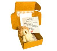 VUKHWX Little Bear in Box, Handmade Mini Plush Bear in Box with Mini Plush with Inspirational Card, Sympathy Gift for Christmas and Valentine's Day & Mother's Day, Desk Accessories (B)