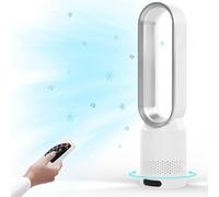 Vulaop 2-in-1 Tower Fan & Air Purifier, Bladeless, 8 Speeds, Remote Control, Timer, Oscillating, Silver, 25 x 18 x 44 cm