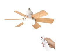 Vulaop Ceiling Fan with E27 Light, 46 cm Ceiling Fan LED Silent 40 W, 6 Blades, Remote Control, 3 Speed, 2/4h Timer, Chandelier Fan for Living Room Bedroom (C)