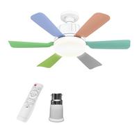 Vulaop Ceiling Fan with E27 Light, 46 cm Ceiling Fan LED Silent 40W, 6 Blades, Remote Control, 3 Speed, 2/4h Timer, Chandelier Fan for Living Room Bedroom (B)