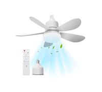 Vulaop Ceiling Fan with Light and Remote Control, 52 cm Small Silent Ceiling Fan E27, 40W LED 3 Speeds 3 Colour Temperatures, 2/4H Timer for Bedroom Living Room (A)