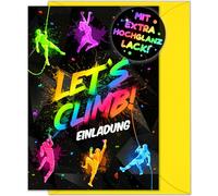 VULAVA 12 x Climbing Invitation Cards Children's Birthday Boy Girl + 12 x Envelopes - The Boulder Party Cards are the Bouldering Invitation for Boys Children Climbing Birthday Invitation Climbing Hall