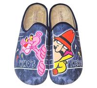 VULCA-BICHA S.L. - Slippers by Casa Vulca-Bicha La Pantera Rosa and Inspector Clouseau - Classic and Comfortable Design - Textile, Grenoble Navy Panther Pink, 7 UK