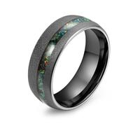 Vulca Tungsten Carbide Ring 4mm/8mm for Womens Mens Black Engagement Wedding Bands Genuine Opal Inlay Domed Polished Comfort Fit, Epoxy, Opal