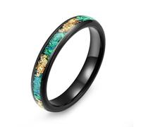 Vulca Tungsten Carbide Ring 4mm/8mm for Womens Mens Black Engagement Wedding Bands Genuine Opal Inlay Domed Polished Comfort Fit, Epoxy, Opal