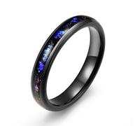 Vulca Tungsten Carbide Ring 4mm/8mm for Womens Mens Black Engagement Wedding Bands Genuine Opal Inlay Domed Polished Comfort Fit, Epoxy, Opal