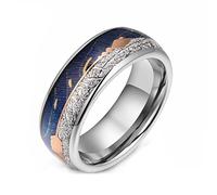 Vulca Tungsten Carbide Ring Wedding Band, Opal/Meteorite/Wood/Antler/Turquoise/Abalone Shell/Arrow Inlay,Engagement Ring Men's Women's Ring Comfort Fit 8mm 6mm Rose Gold/Black/Silver, Tungsten Carbide