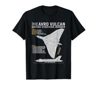 Vulcan Bomber RAF Airplane Aircraft War Plane Blueprint Value Graphic T-Shirt, Men, Black, XL