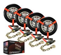 VULCAN Car Tie Down with Chain Anchors - Lasso Style - 2 Inch x 96 Inch - 4 Pack - PROSeries - 3,300 Pound Safe Working Load