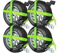 VULCAN Car Tie Downs - Snap Hook - Adjustable Loop - 4 Pack - High-Viz - 3,300 Pound Safe Working Load